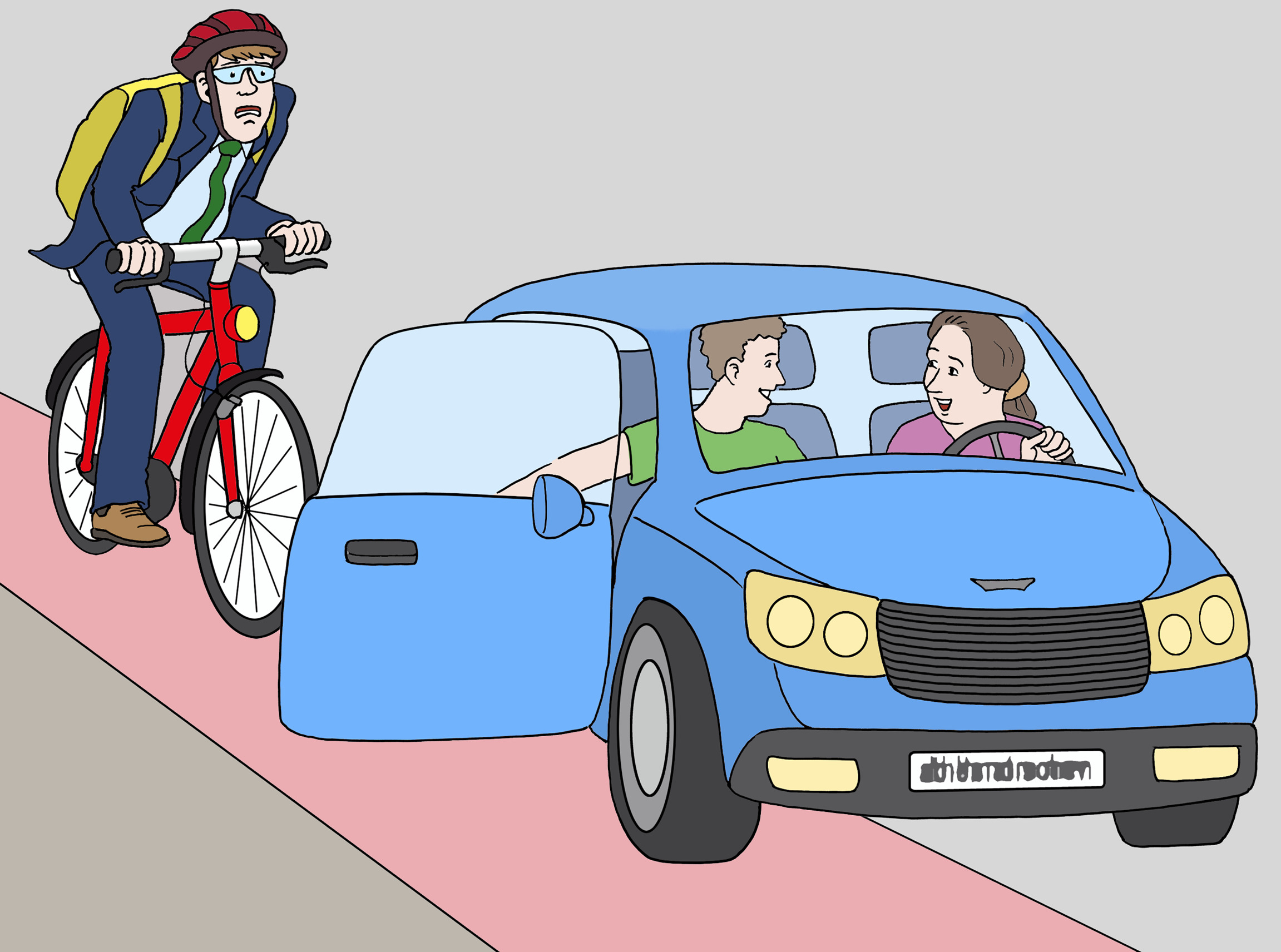 Fahrrad fährt gegen geöffnete Autotür.
