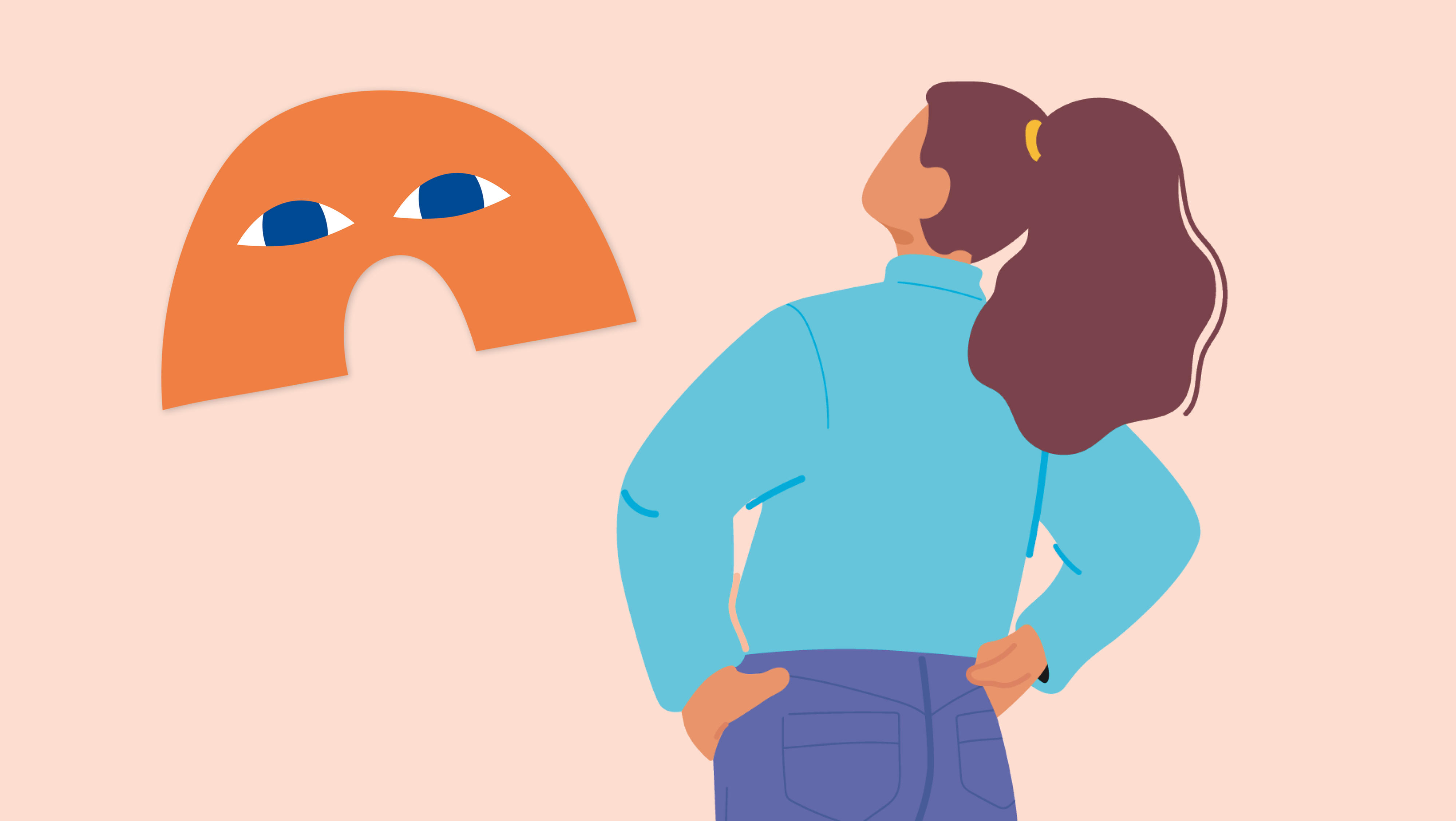 Illustration: Rückenansicht junge Frau